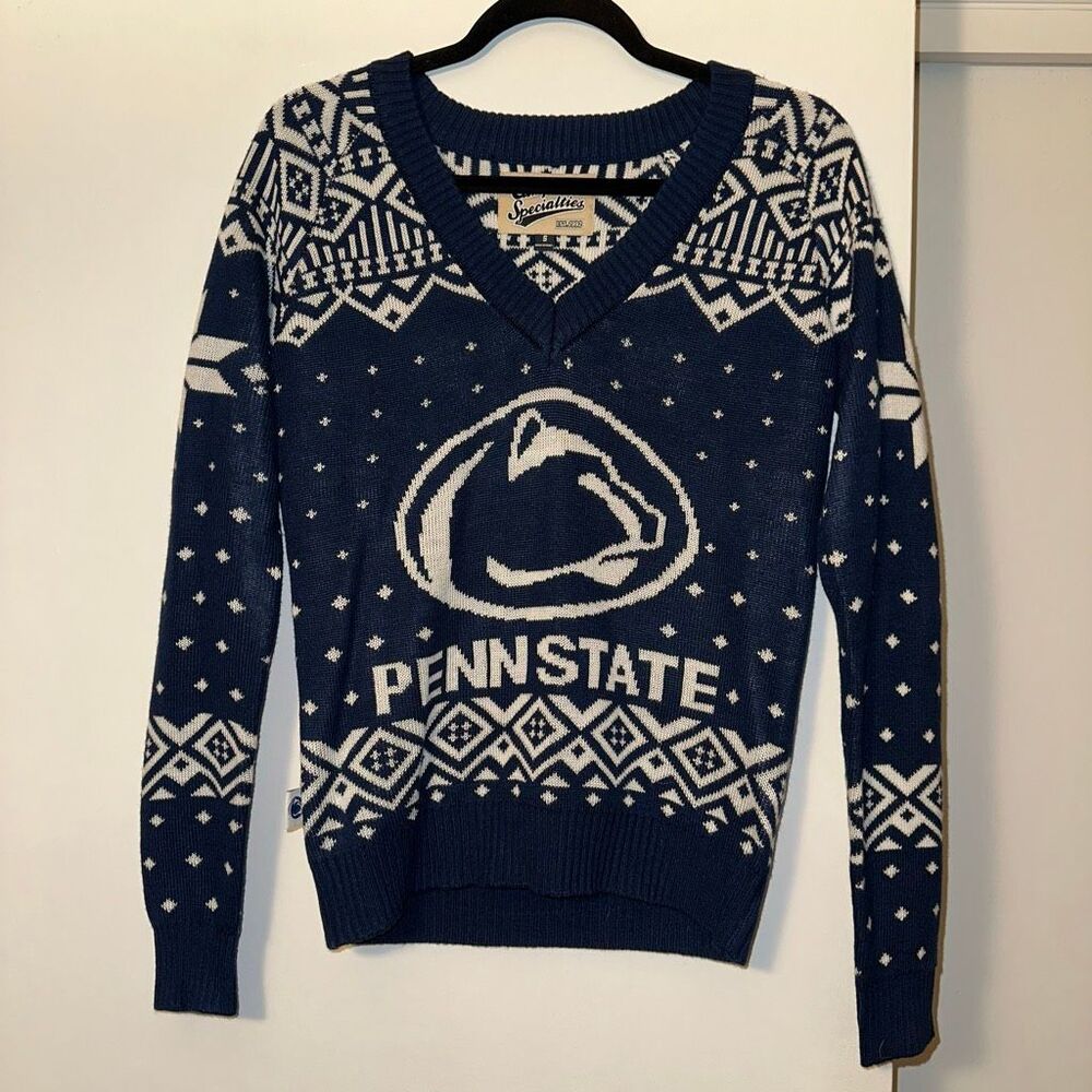 Campus Specialties Penn State Women’s Small Ugly Christmas Sweater V Neck EUC